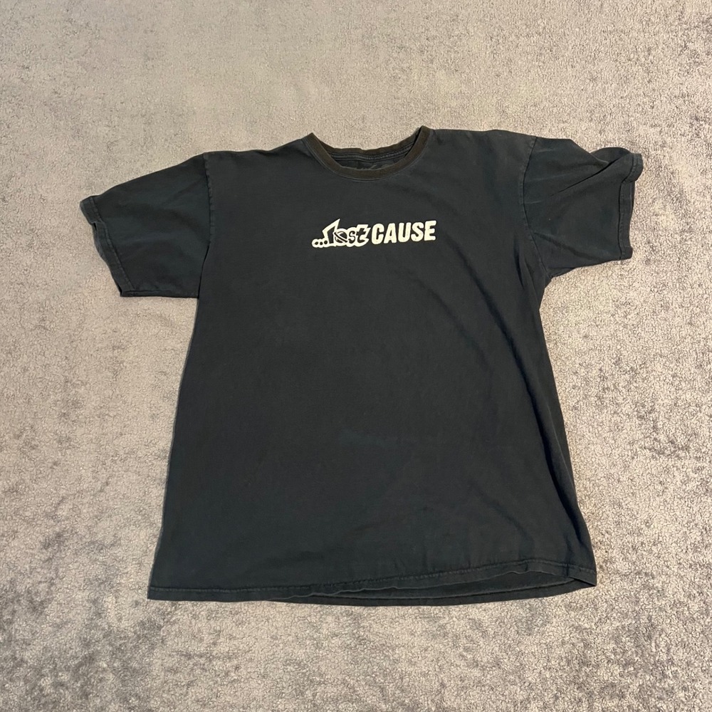 Y2K Lost Cause Skateboard Shirt Mens Large Black Short Sleeve Streetwear Tee